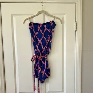 Lilly Pulitzer Blue and Pink Romper Silky sz M